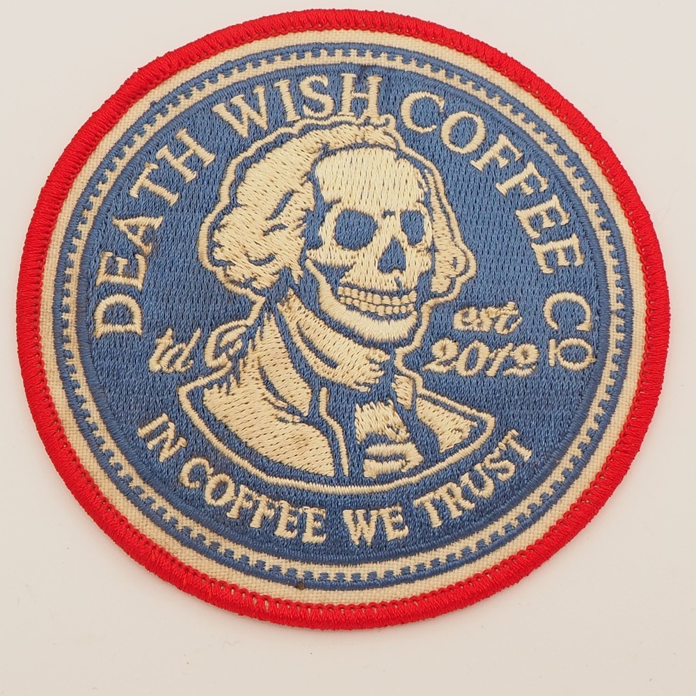Rare Death Wish Coffee Co Patch Blue Red In Coffee We Trust George Deathington